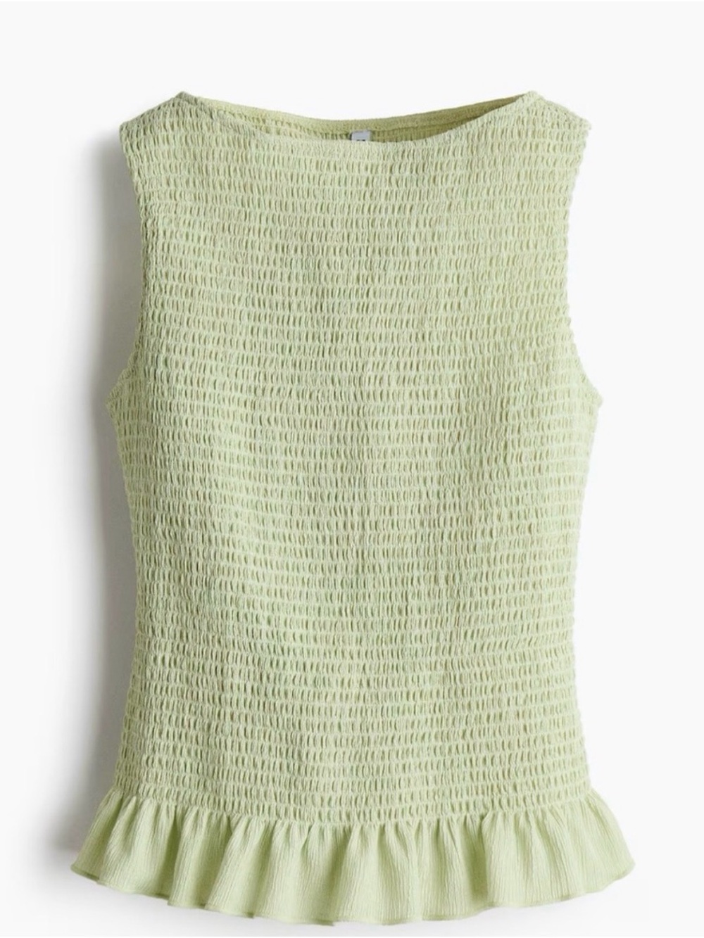 H&M Light Green Smocked Sleeveless Tank with Ruffle Hem